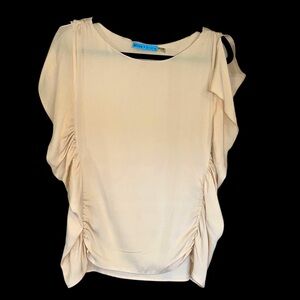 Alice + Olivia silk ruched blouse small peach coquette soft girl office career